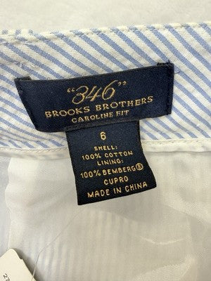 Brooks Brothers Seersucker Pants Womens 6 Caroline Fit Stretch Blue White New