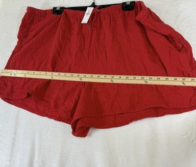 Gap Cotton Gauze Shorts XXL Pull On 4” Red Pockets Womens New NWT