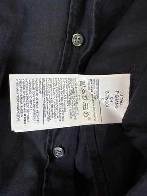Gap Linen Blend Crop Shirt Small Tall Womens Black Button Up Short Sleeve Women