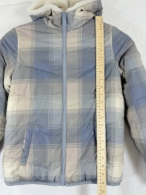 Abercrombie Kids Girls 11/12 Jacket Faux Fur Gray Plaid Plush Fitch Reversible