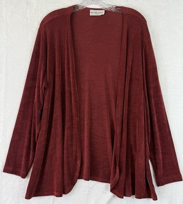 Bettina Riedel Cardigan Large Red Acetate Spandex Slinky Travel Womens