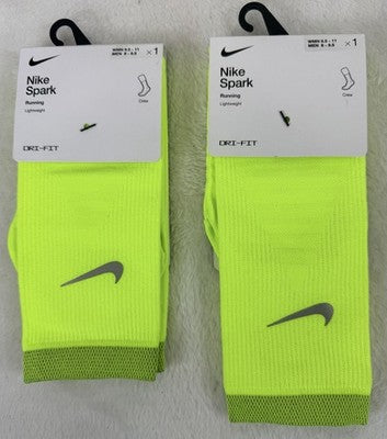 Nike Spark Running Socks Crew Lot 2 Pairs Men 8-9.5 Women 9.5-11 Large New