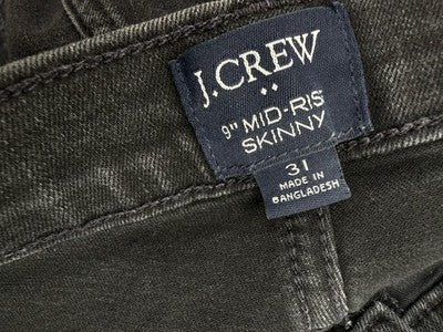 J Crew 9” Mid Rise Skinny Jeans 31 Womens Black Denim