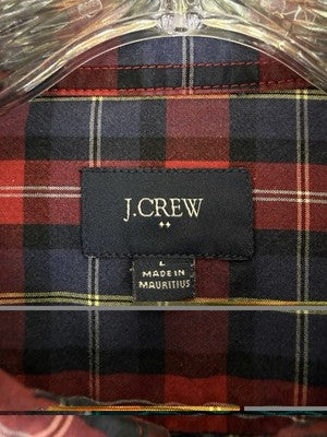 J Crew Shirt Mens Large Red Blue Plaid Button Down Long Sleeve Cotton