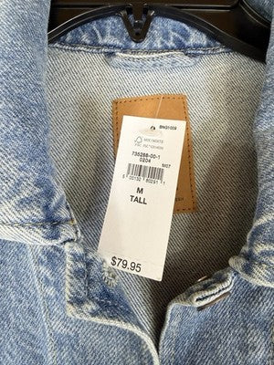 Gap Jean Jacket Medium Tall Women UltraSoft Icon Denim Crop Blue Light Blue New