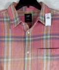Gap The Big Shirt Mens Large Plaid Long Sleeve Button Up Sunwashed Twill New NWT