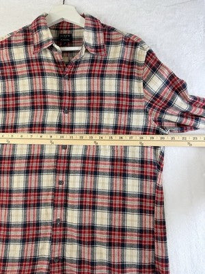 J Crew Flannel Shirt Mens Medium Red Plaid Button Up Down Long Sleeve Cotton