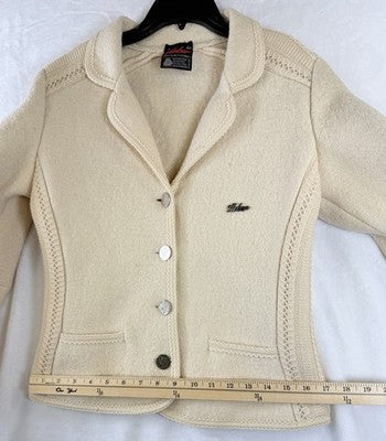 Arber Strickmodern Jacket 36 Boiled Wool Blazer *FlawRead