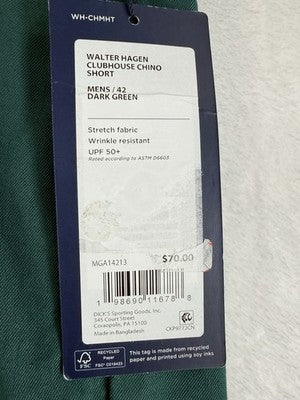 Walter Hagen Golf Shorts 42 Green Clubhouse Chino Mens 8” New NWT