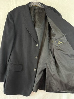 Brook Brothers Blazer 42r Navy Blue Wool Mens Jacket *FlawRead