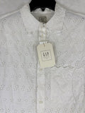 Gap X Doen Shirt XS Men Eyelet Button Up Short Sleeve Boho Off White New NWT