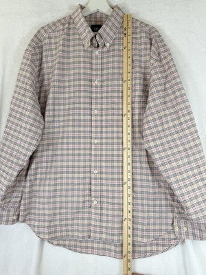 Gap The Big Shirt Women Large Oxford Button Up Down Pink Plaid Long Sleeve Top
