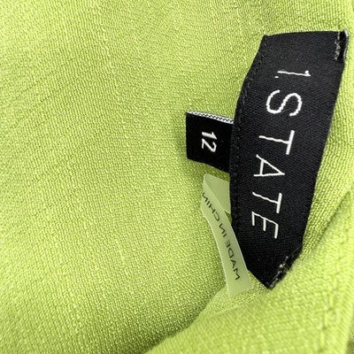 1. State Women Tops Medium 12 Crop Green Puff Sleeve Blouse Open Back New NWT