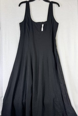 Gap Linen Blend Maxi Dress Large Women Black Sleeveless Fit & Flare Long New NWT