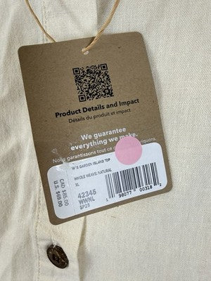 Patagonia Hemp Top Women Medium Island Whole Weave Natural Reversible Button New