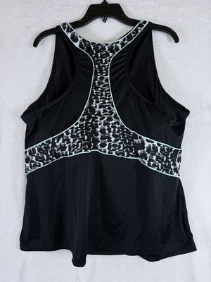 Swimsuits For All Aquabelle 26 Tankini Top Black Cheetah Print Plus Size Womens