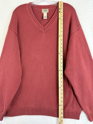 LL Bean Sweater Mens XXL Red V Neck Pullover 100% Cotton Vintage