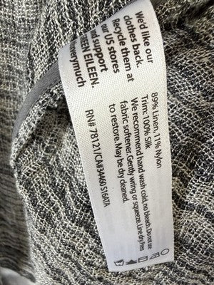 Eileen Fisher Open Front Cardigan 1X Gray Linen Blend Womens *FlawRead