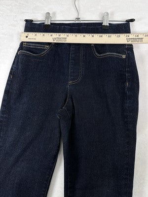 Lands End Mid Rise Pull On Skinny Jeans 2 Dark Blue Womens Denim