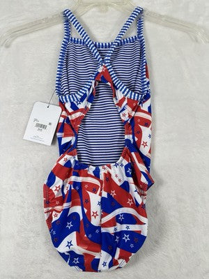 Dolfin Uglies 36 One Piece Swimsuit Red White Blue Womens USA NWT