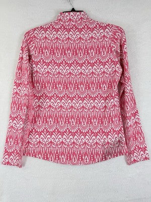 IBKUL Womens Long Sleeve Top XS 1/4 Zip Mock Neck Pink Barbara Golf