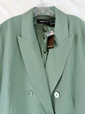 Studio By Torrid Blazer 3 Green 3X Twill Relaxed Menswear Jacket New NWT
