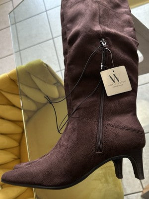 Worthington Valto Faux Suede Over The Knee Boots Womens 6.5 Brown Heels Tall NEW