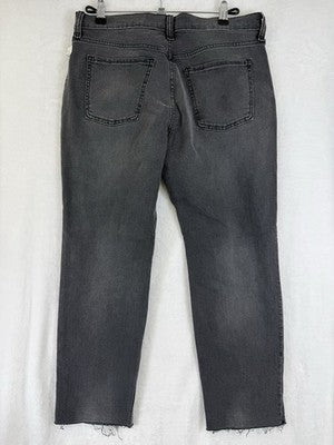 Old Navy Jeans 10 Mid Rise Boyfriend Ankle Gray Distressed Raw Hem New NWT