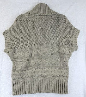 Olsen Europe Sweater 12 Cowl Neck Short Sleeve Beige Cable Knit Womens