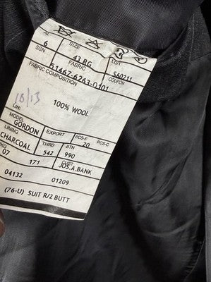 Jos A Bank Blazer 43r Wool Mens Charcoal Gray Pinstriped Jacket Gordon