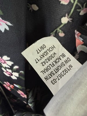 Gap Body Satin Robe Medium Large Womens Black Floral Short Belt