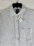 Gap 100% Linen Shirt XS Women Blue Stripe Button Up Long Sleeve Relaxed New