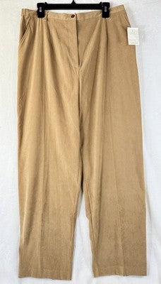 Coldwater Creek Dress Pants 18 Women Microfiber Tan Beige Soft High Rise NWT New