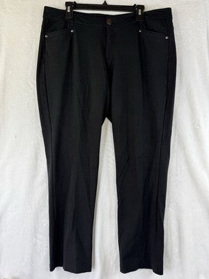 CJ Banks Signature Slimming Pants 16W Petite Black Ponte Knit Womens Plus Size
