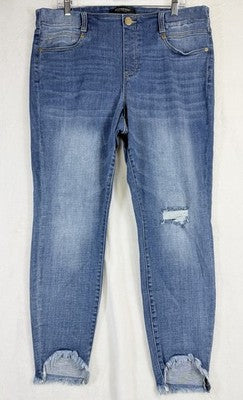 Liverpool Los Angeles Gia Glider Jeans 16W Blue Denim Raw Hem Womens