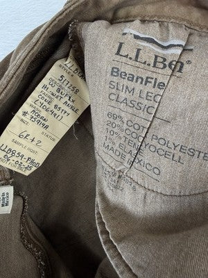 LL Bean Jeans 6 Womens Slim Leg Classic Mid Rise Bean Flex Brown Sample