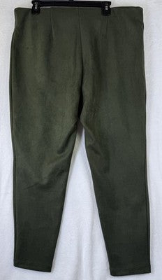 Ann Taylor Loft XXL Leggings Faux Suede Green Pull On Womens