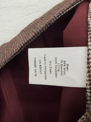 Talbots Wool Pants 6 Petite Straight Leg Burgundy Fabric Made In Italy