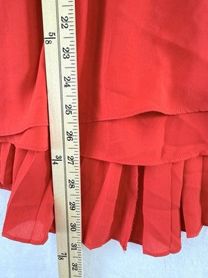 The Limited Top Medium Womens Sleeveless Red Blouse Pleated Lightweight