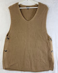 Talbots Sweater Vest Medium Beige V Neck Sleeveless Button Side