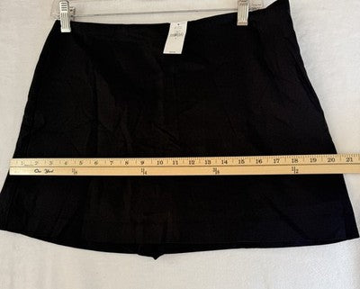 Gap Linen Blend Mini Skort Small Women Black Skirt W/ Shorts Preppy New NWT