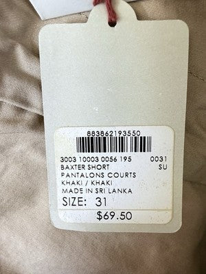 Club Monaco Baxter Shorts 31 Mens 6” Chino Khaki Tan Beige Slim New NWT