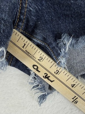 Levis 501 Jean Shorts Women 27 Button Fly Fringe 3” Blue Denim Premium Jeans
