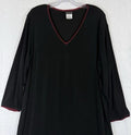 Citiknits 1X Dress Maxi Long Sleeve Black Red Trim Plus Size Womens