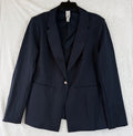 Marla Wynne Layers Large Jacket 360 Stretch Blazer Navy Blue Womens