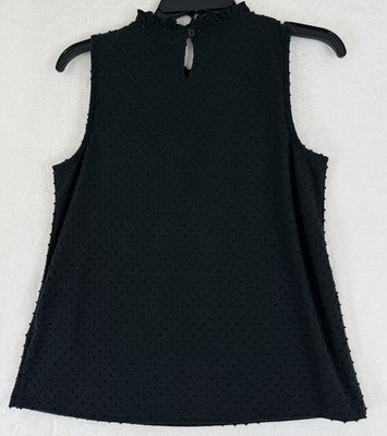 J Crew XS Top Sleeveless Black Smocked Swiss Dot Womens