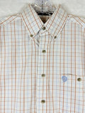Wrangler George Strait Shirt Small Plaid Short Sleeve Button Up Mens 100% Cotton