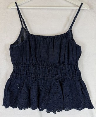 Gap Tops For Women Small Denim Sleeveless Smocked Eyelet Denim Cami New NWT