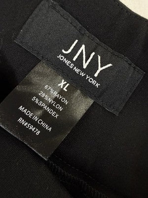 Jones New York XL Ponte Pants Black Pull On Straight Leg Mid Rise New