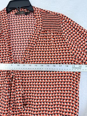 The Limited Top Medium Long Sleeve Red Print Blouse Pussy Bow Tie Womens